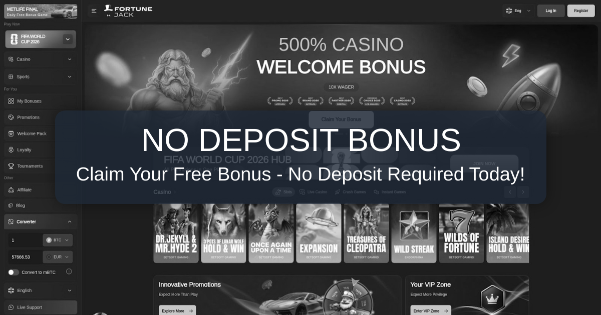 FortuneJack Bonus Code: No Deposit Bonus 2026 - United States